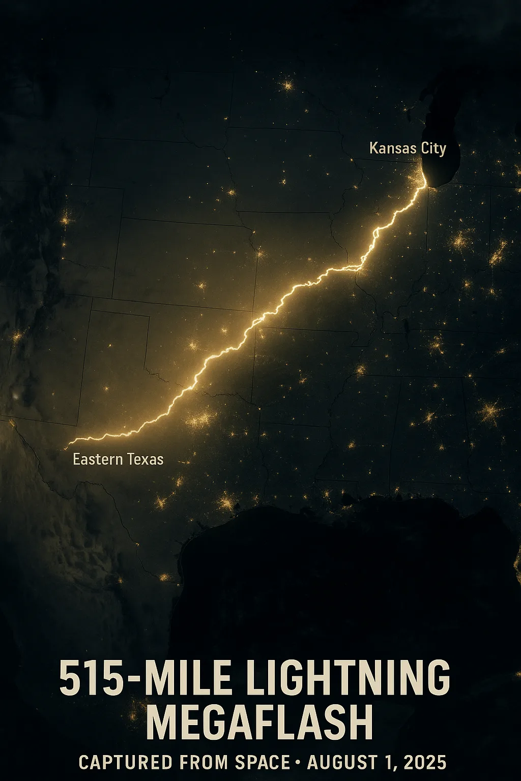 Satellite Catches 515-Mile Lightning Megaflash!